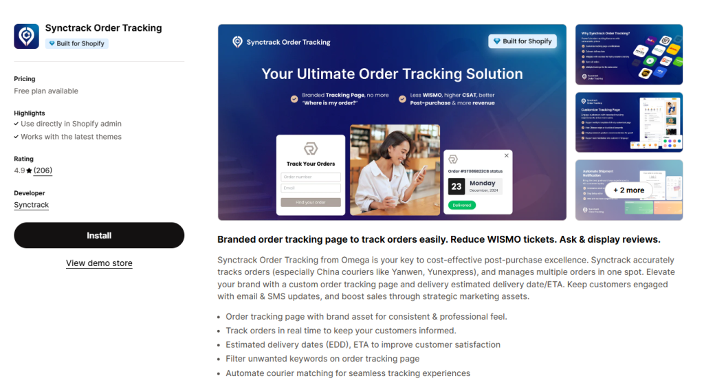 Synctrack Order Tracking