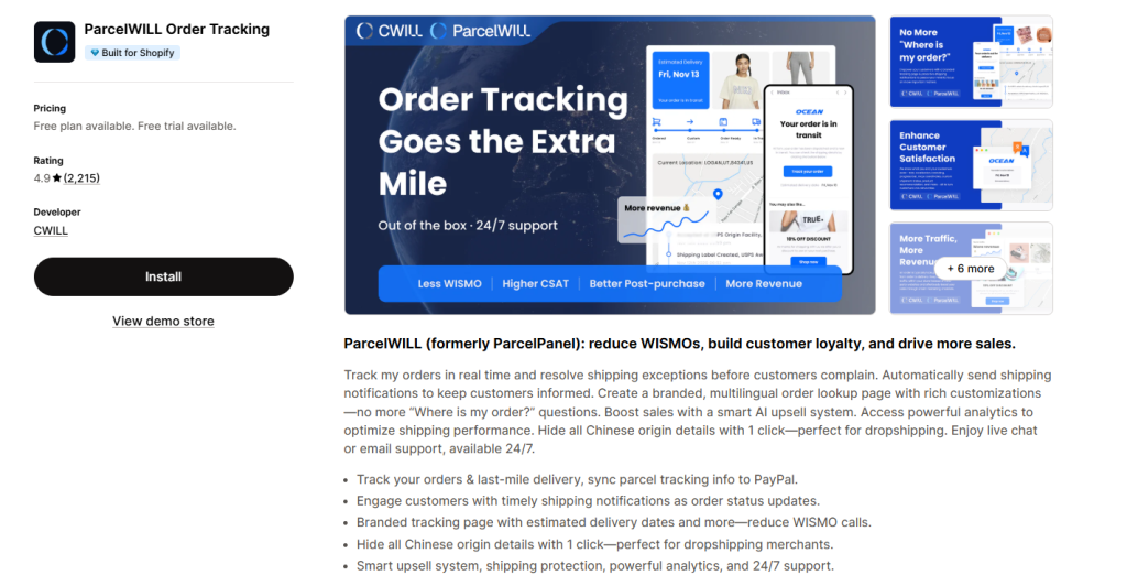 ParcelWILL Order Tracking