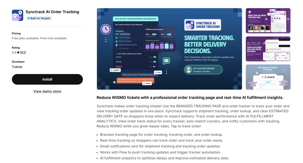 Synctrack AI Order Tracking