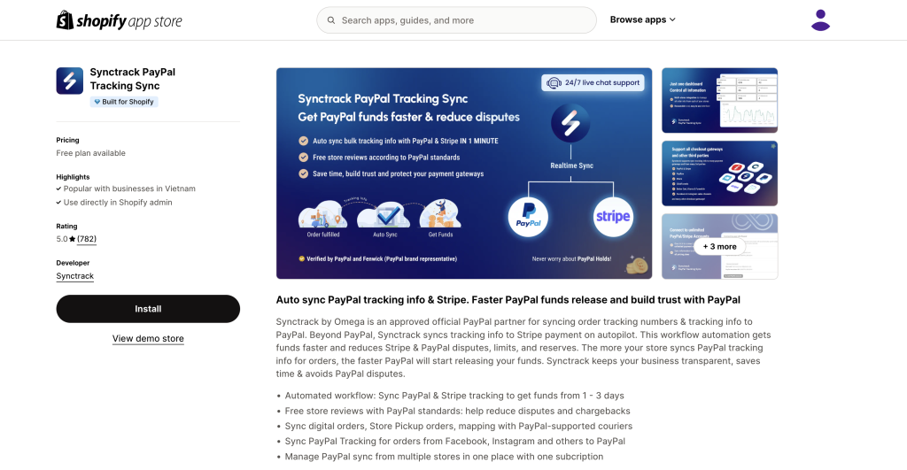 Synctrack PayPal Tracking Sync Shopify