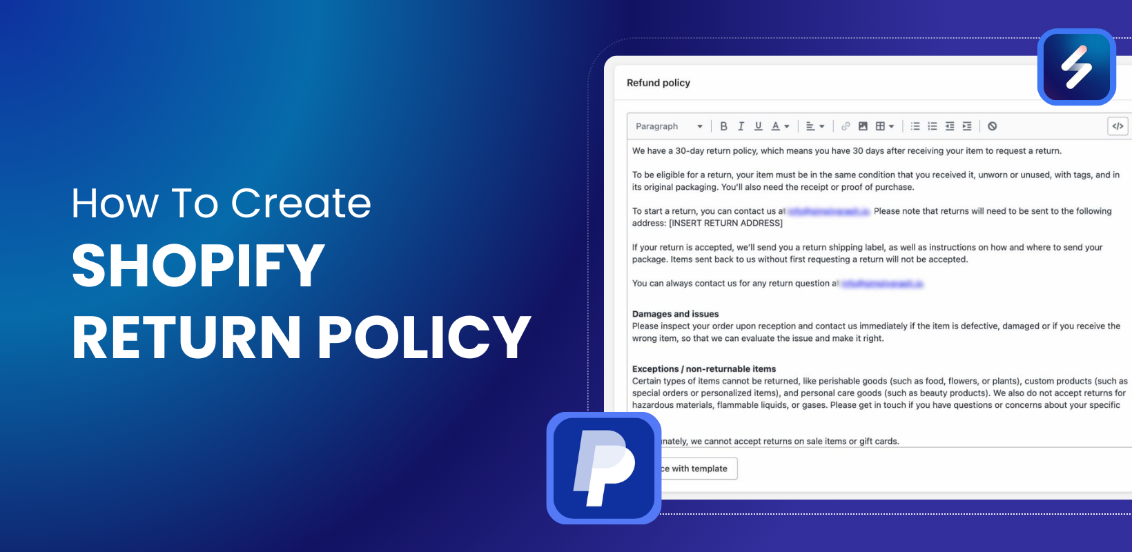 how to create Shopify Return Policy