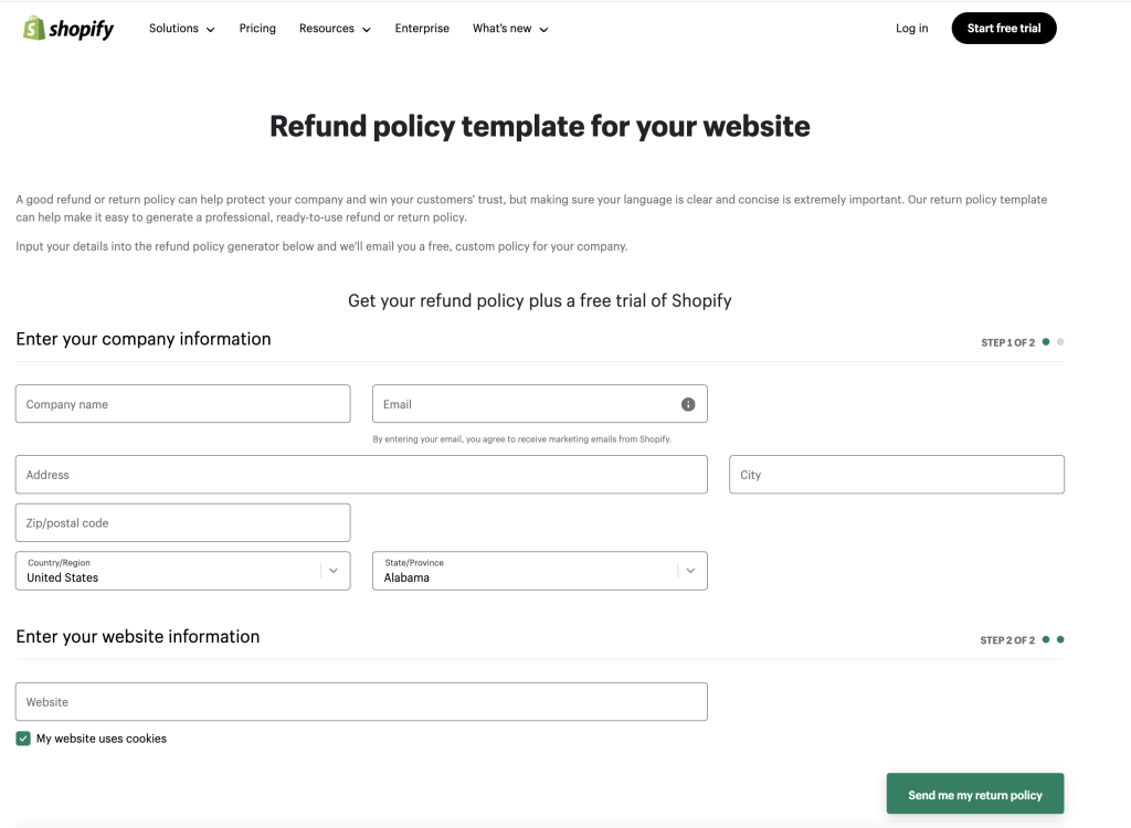 shopify refund policy tool