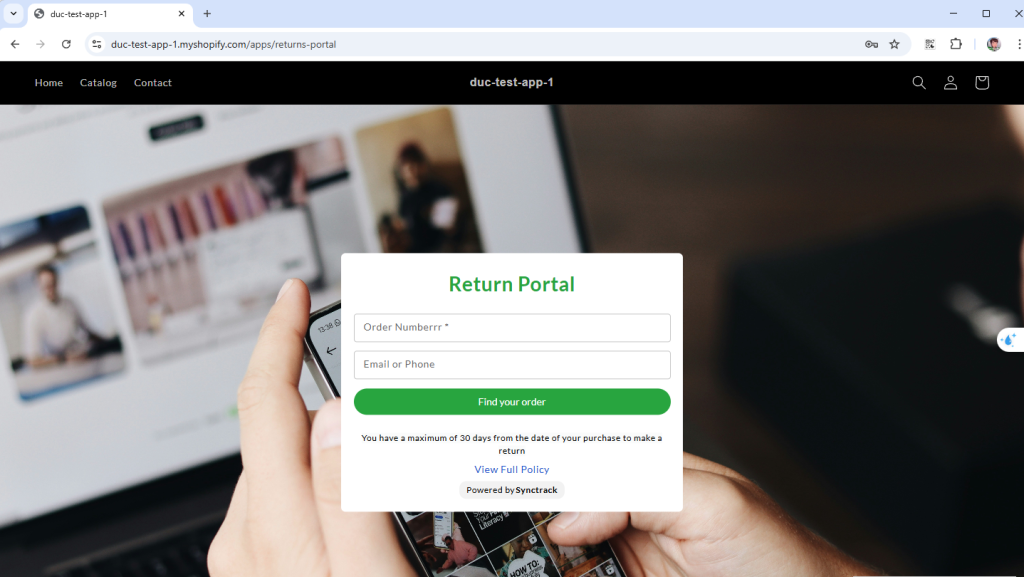 Returns Portal - Synctrack Returns