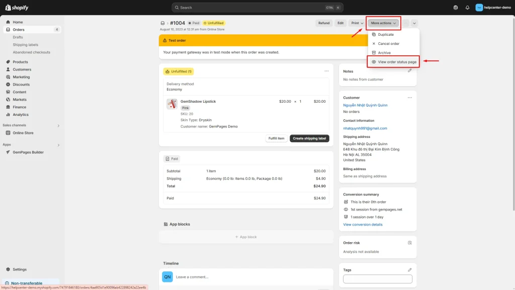 How Does Shopify's Built-In Order Status Page Work