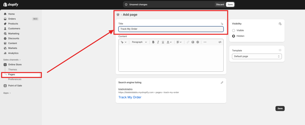 add page track my order