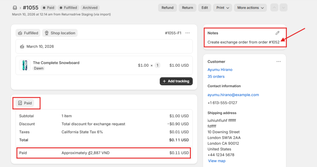 Exchange for a different product
