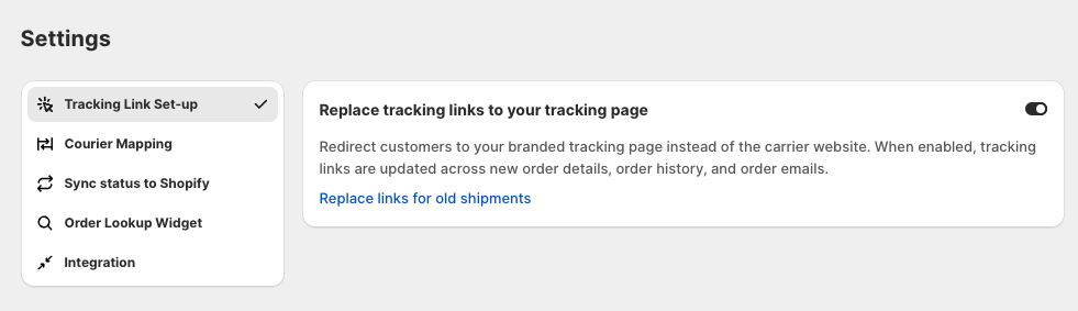 Synctrack order tracking replace tracking links