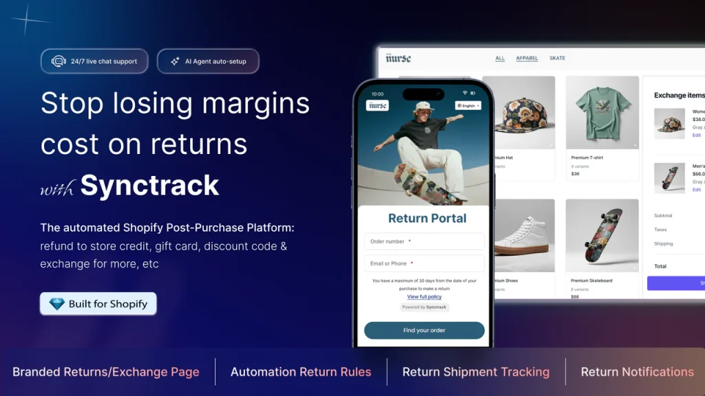 shopify return label automatically with Synctrack