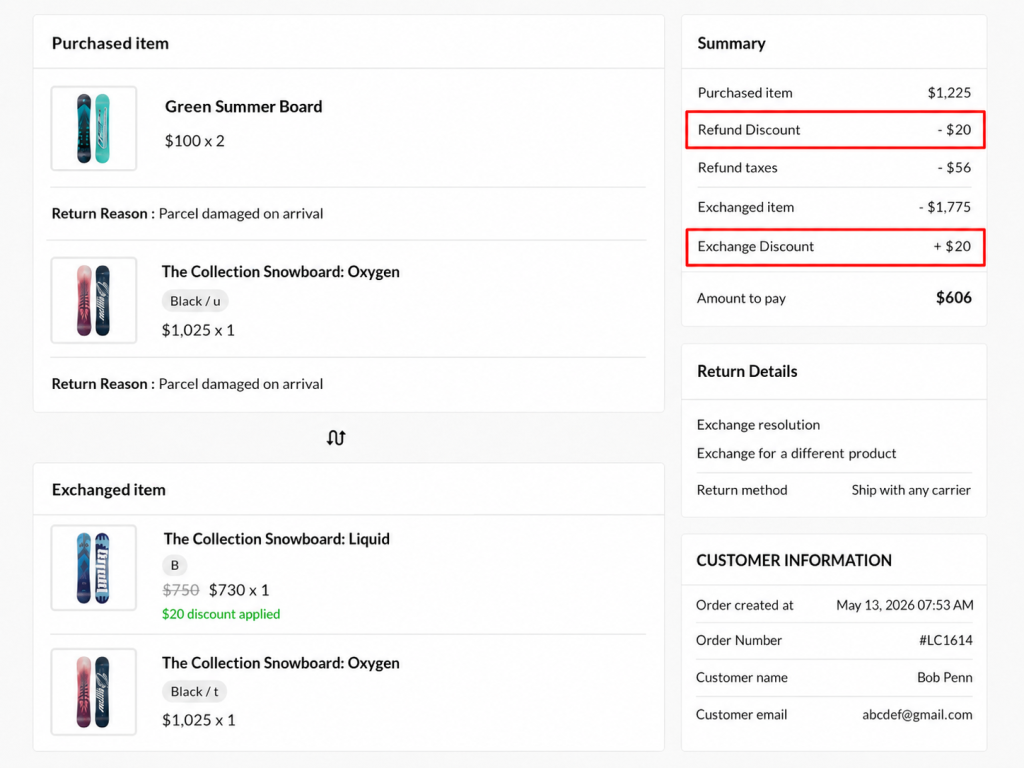 Apply discounts to exchange items - How it works