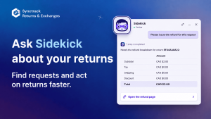 Synctrack Returns and Shopify Sidekick integration