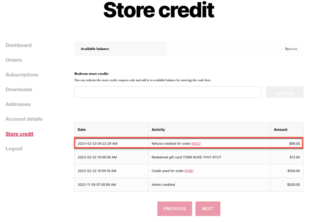holiday return by store credit
