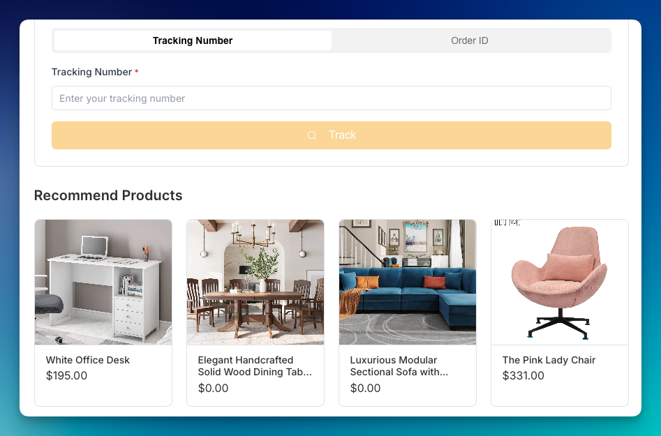 promoting products in tracking page