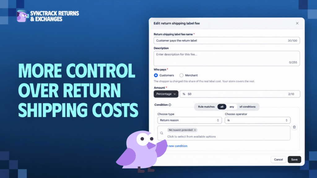 Control over return shipping costs - synctrack