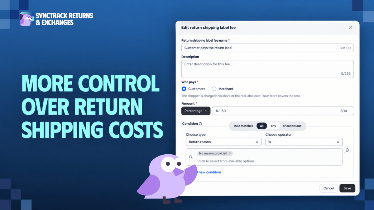 Control over return shipping costs - synctrack