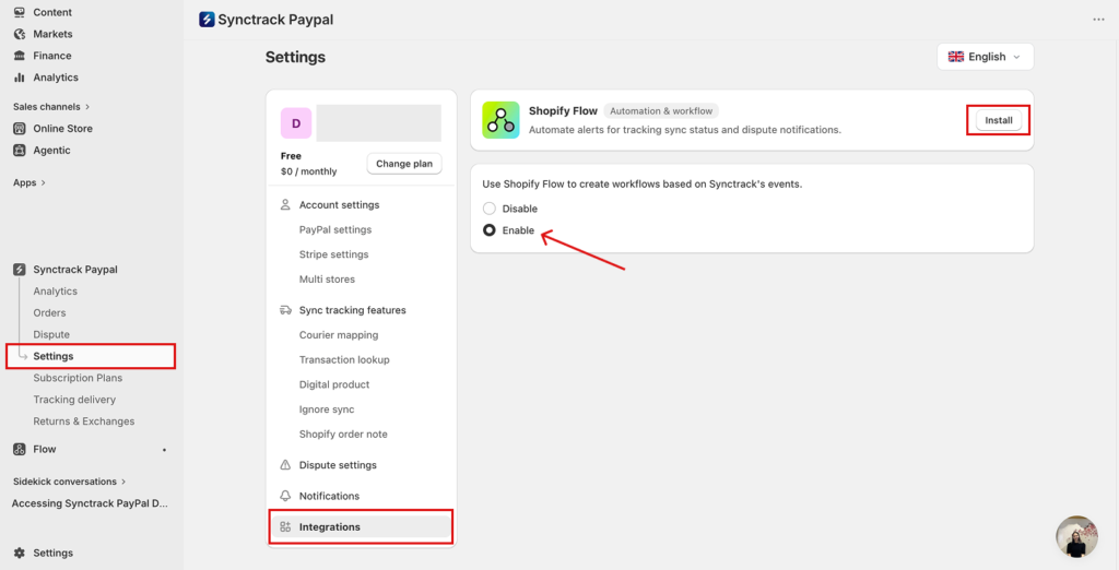 Enable Shopify Flow in Synctrack PayPal