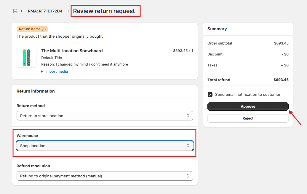 Send returns to the right warehouse automatically