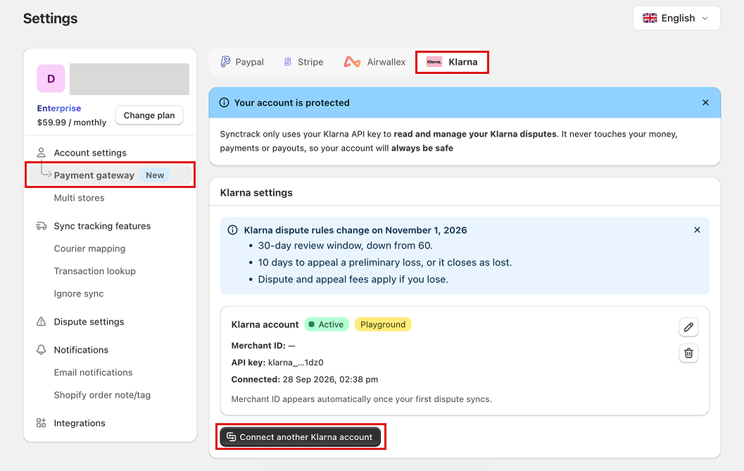 Connect your Klarna account