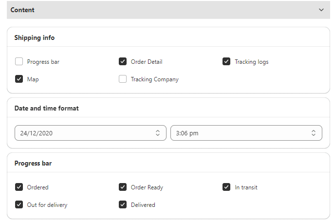 branded tracking page content